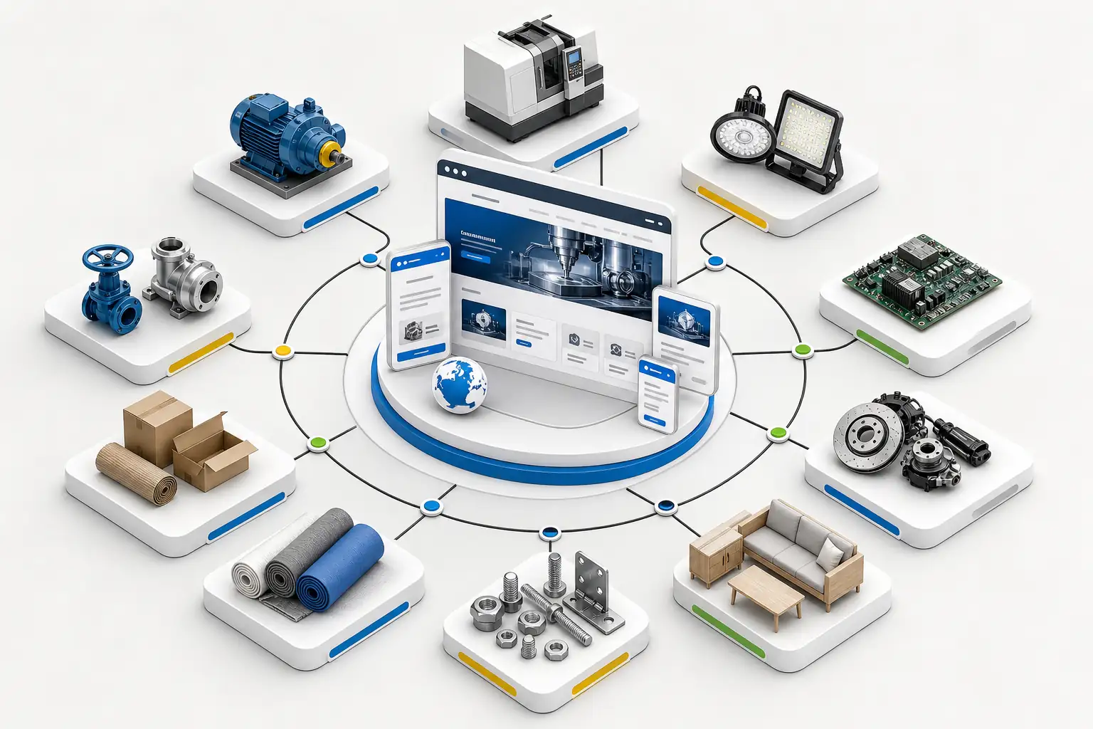 Electronics export website scene showing product launches, reseller pages, and specification-led conversion.